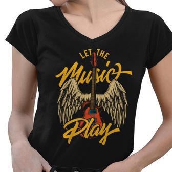 Let The Music Play Women V-Neck T-Shirt - Monsterry
