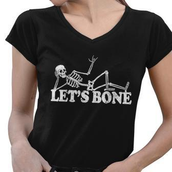 Lets Bone Funny Offensive And Rude Tshirt Women V-Neck T-Shirt - Monsterry DE