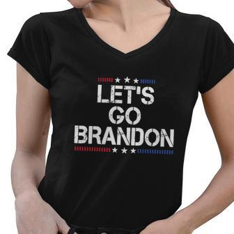 Lets Go Brandon Essential Brandon Funny Political Women V-Neck T-Shirt - Monsterry