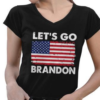 Lets Go Brandon Lets Go Brandon Flag Tshirt Women V-Neck T-Shirt - Monsterry DE