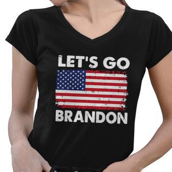 Lets Go Brandon Lets Go Brandon Flag Women V-Neck T-Shirt - Monsterry CA