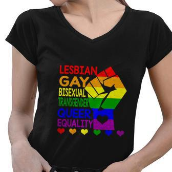 Lgbt Fist Pride Month Merch Lgbtq Gay Pride Rainbow Graphic Design Printed Casual Daily Basic Women V-Neck T-Shirt - Thegiftio UK