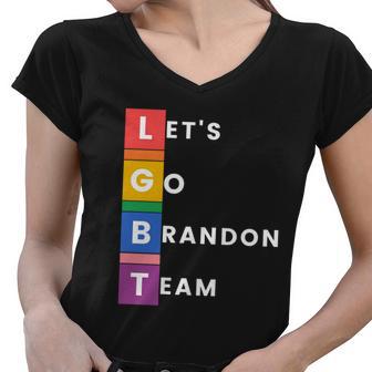 Lgbt Lets Go Brandon Team Funny Women V-Neck T-Shirt - Monsterry