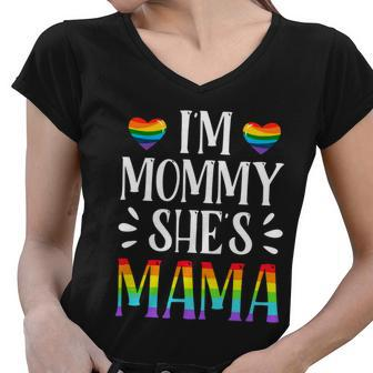 Lgbt Mommy Mama Matching Gay Lesbian Couple Lgbt Rainbow Graphic Design Printed Casual Daily Basic Women V-Neck T-Shirt - Thegiftio UK