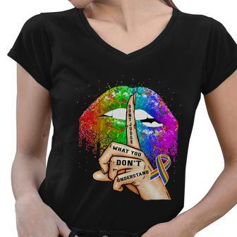 Lgbt Pride Dont Judge What You Dont Understand Women V-Neck T-Shirt - Monsterry CA