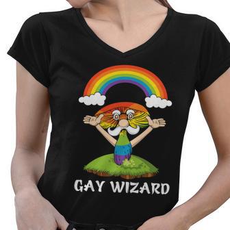 Lgbt Rainbow Wizard Pride Month Women V-Neck T-Shirt - Monsterry