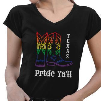 Lgbt Texas Human Gay Pride Month Transgender Rainbow Lesbian Women V-Neck T-Shirt - Monsterry UK