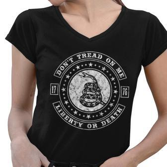 Liberty Or Death 1776 Dont Tread On Me Women V-Neck T-Shirt - Monsterry