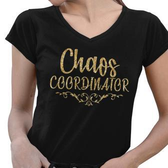 Limited Chaos Coordinator Gold Script Women V-Neck T-Shirt - Monsterry UK