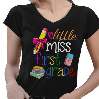 Little Miss First Grade Women V-Neck T-Shirt - Monsterry