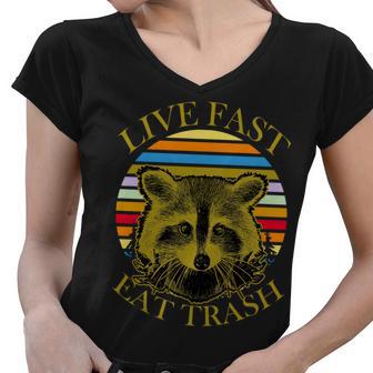 Live Fast Eat Trash V2 Women V-Neck T-Shirt - Monsterry UK