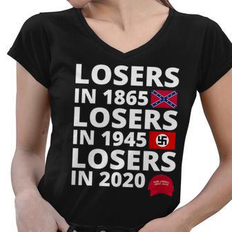 Losers In 1865 Losers In 1945 Losers In 2020 Tshirt Women V-Neck T-Shirt - Monsterry UK