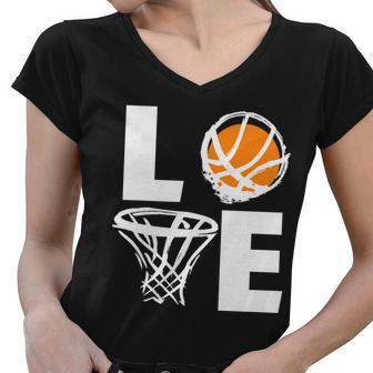 Love Basketball Hoop Tshirt Women V-Neck T-Shirt - Monsterry