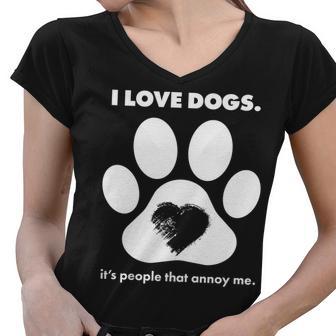 Love Dogs Hate People Tshirt Women V-Neck T-Shirt - Monsterry UK