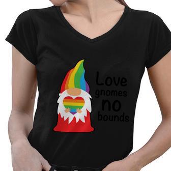 Love Gnomes No Bounds Pride Month Lgbt Women V-Neck T-Shirt - Monsterry UK