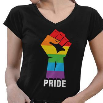 Love Hand Pride Month Lbgt Women V-Neck T-Shirt - Monsterry UK