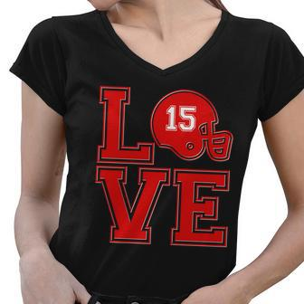 Love Kansas City Kc Football No15 Mahomes Fan Women V-Neck T-Shirt - Monsterry AU