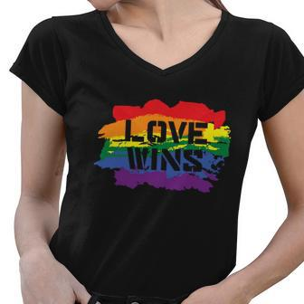 Love Wins Lgbt Gay Pride Lesbian Bisexual Ally Quote V4 Women V-Neck T-Shirt - Monsterry UK