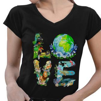 Love World Earth Day 2022 Planet Environmental Animal Tshirt Women V-Neck T-Shirt - Monsterry AU