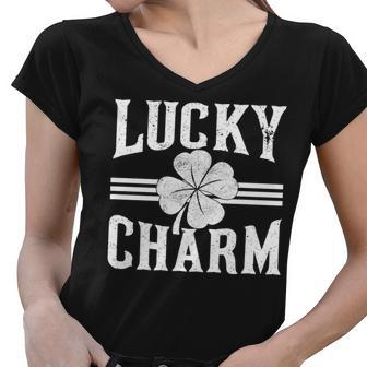 Lucky Charm Clover Women V-Neck T-Shirt - Monsterry