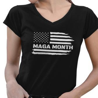Maga Month Vintage Old Happy Maga Month Patriotic Us Flag Women V-Neck T-Shirt - Monsterry AU