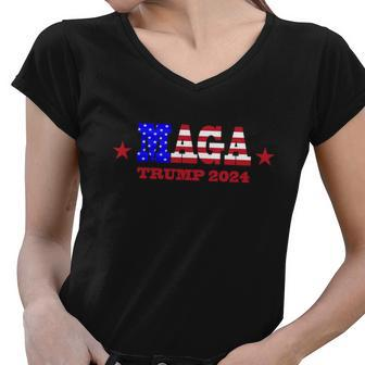 Maga Trump 2024 Tshirt Women V-Neck T-Shirt - Monsterry