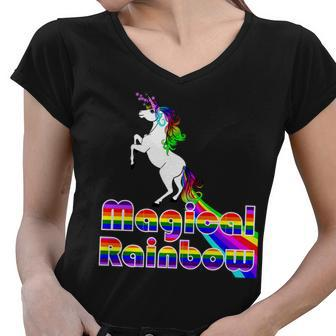 Magical Rainbow Unicorn Women V-Neck T-Shirt - Monsterry UK