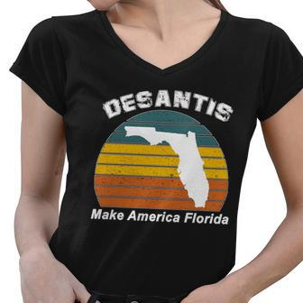 Make America Florida Desantis 2024 Election Women V-Neck T-Shirt - Monsterry AU
