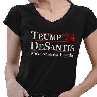 Make America Florida Trump Desantis 2024 Tshirt Women V-Neck T-Shirt - Monsterry DE