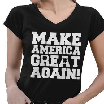 Make America Great Again Donald Trump St Patricks Day Clover Shamrocks Women V-Neck T-Shirt - Monsterry UK