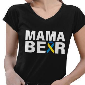 Mama Bear Down Syndrome Awareness Women V-Neck T-Shirt - Monsterry UK