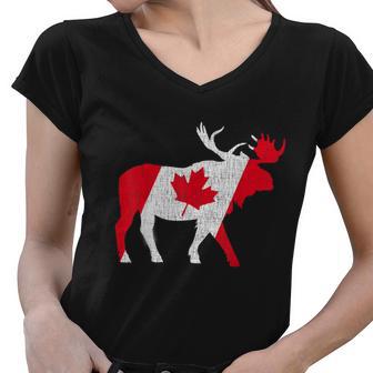 Maple Leaf Animal Canadian Flag Canada Est 1867 Men Women Women V-Neck T-Shirt - Monsterry UK