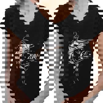 Marlin Fishing Tshirt Women V-Neck T-Shirt - Monsterry