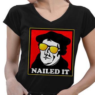 Martin Luther Nailed It Shades Women V-Neck T-Shirt - Monsterry UK