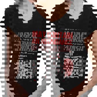 May Contain An Abundance Of Knowledge Funny True Crime Women V-Neck T-Shirt - Thegiftio