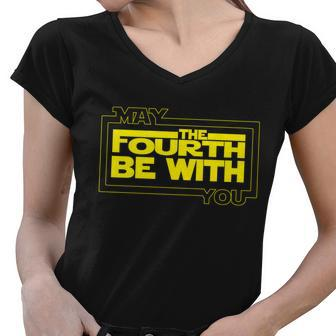 May The Fourth Be With You Box Logo Tshirt Women V-Neck T-Shirt - Monsterry AU