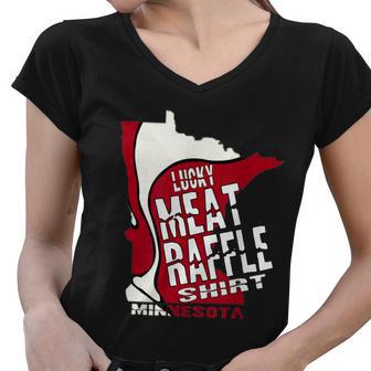 Meat Raffles Minnesota Meat Drawing Women V-Neck T-Shirt - Monsterry