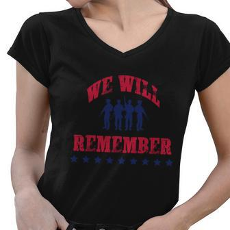 Memorial Day Remember & Honour Usa Memorial Day Remember Us Veteran Army Troops Women V-Neck T-Shirt - Thegiftio UK