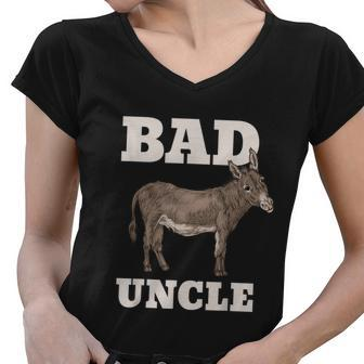 Mens Badass Uncle Funny Pun Cool Women V-Neck T-Shirt - Monsterry