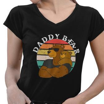 Mens Daddy Bear Papa Bear Father Daddy Fathers Day Gift Graphic Design Printed Casual Daily Basic Women V-Neck T-Shirt - Thegiftio UK