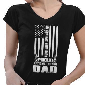 Mens Gift My Son Has Your Back Proud National Guard Dad Army Dad Gift Tshirt Women V-Neck T-Shirt - Monsterry DE