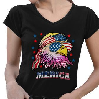 Merica Bald Eagle Mullet American Flag 4Th Of July Gift Women V-Neck T-Shirt - Monsterry UK