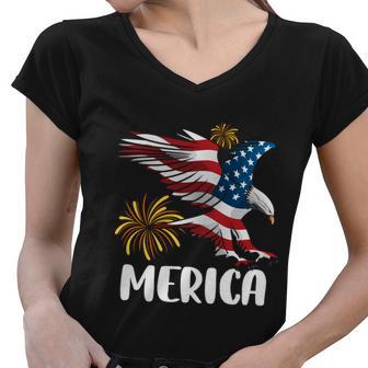 Merica Bald Eagle Mullet Cute Funny Gift 4Th Of July American Flag Meaningful Gi Women V-Neck T-Shirt - Monsterry