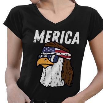 Merica Bald Eagle Mullet Sunglasses Fourth July 4Th Patriot Cool Gift V2 Women V-Neck T-Shirt - Monsterry AU