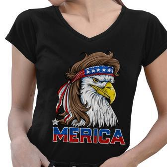 Merica Eagle Mullet 4Th Of July Men Women American Flag Usa Women V-Neck T-Shirt - Monsterry