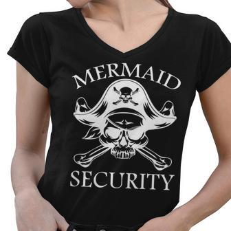 Mermaid Security Pirate Skull Women V-Neck T-Shirt - Monsterry AU