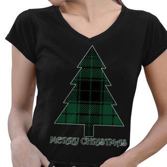 Merry Christmas Plaited Tree Tshirt Women V-Neck T-Shirt - Monsterry AU