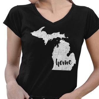 Michigan Home State Tshirt Women V-Neck T-Shirt - Monsterry