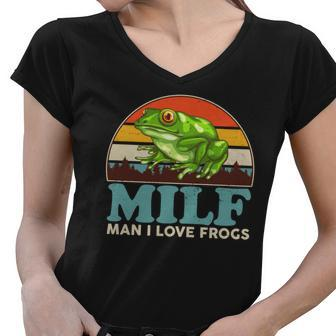 Milf Man I Love Frogs Tshirt Women V-Neck T-Shirt - Monsterry