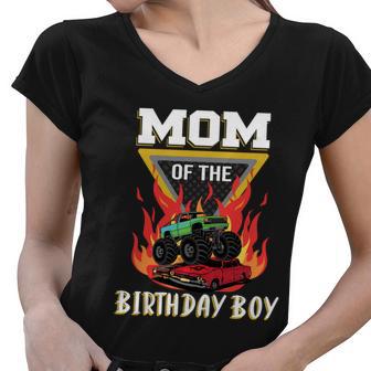 Mom Of The Birthday Boy Your Funny Monster Truck Birthday Cute Gift Women V-Neck T-Shirt - Monsterry UK